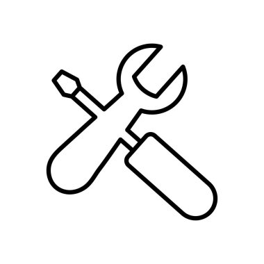 İngiliz anahtarı ve tornavida araçları kesişti, satır biçimi