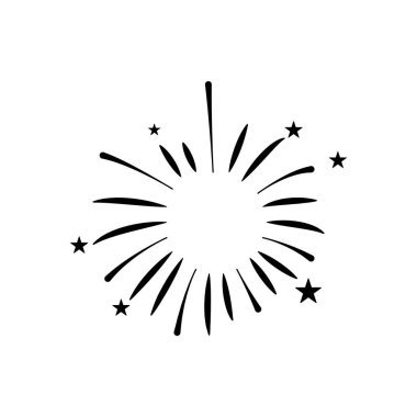 Yıldızlı havai fişek patlaması simgesi, siluet tarzı