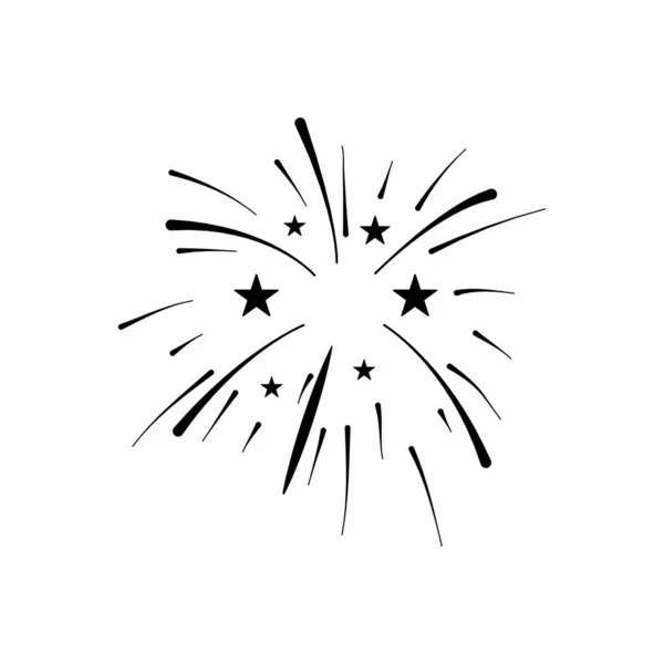 Csillagok és tűzijátékok, sziluett stílusban — Stock Vector