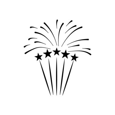 yıldızlar ve havai fişekler patladı, siluet tarzı