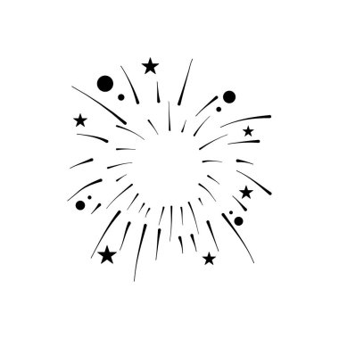 yıldızlar ve daireler havai fişekler patladı, siluet tarzı