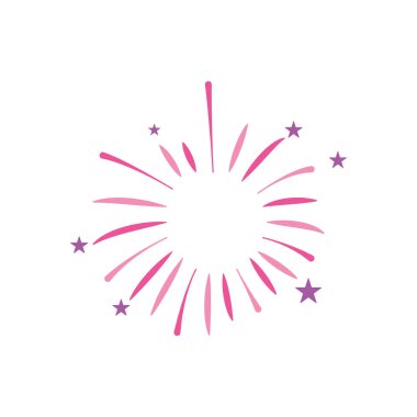 Yıldızlı havai fişek patlamasının simgesi, düz stil