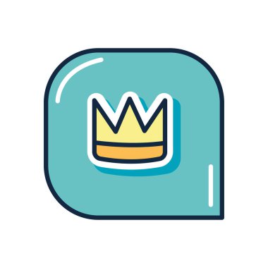 Argo baloncuk konsepti, taç simgeli konuşma balonu, düz stil