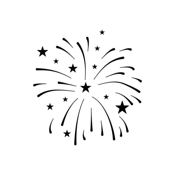 Tűzijáték tört sugarak és csillagok ikon, sziluett stílusban — Stock Vector