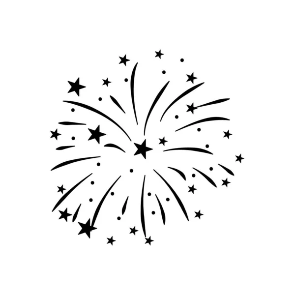 Csillagok és csíkos tűzijáték ikon, sziluett stílusban — Stock Vector