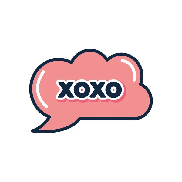 Argo kabarcık konsepti, Xoxo kelime simgesi olan pembe bulut, düz stil — Stok Vektör