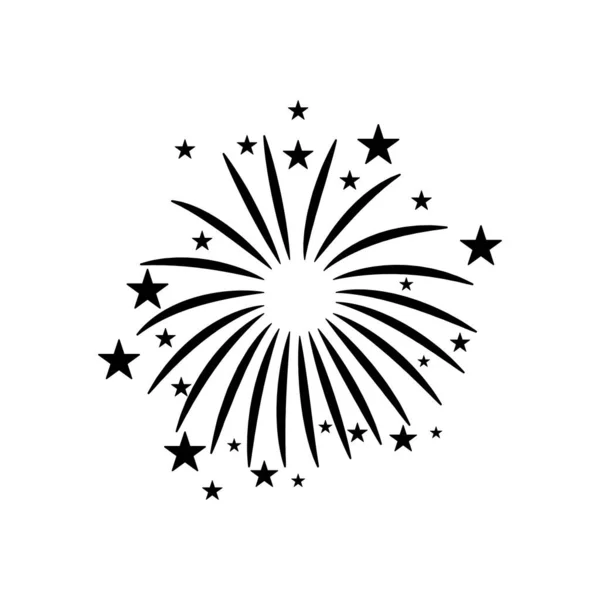 Csíkos és csillagok tűzijáték ikon, sziluett stílus — Stock Vector