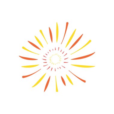 Dekoratif güneş patlaması havai fişek ikonu, düz stil