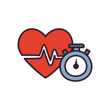 kronometre kalp atışı çizgisi ve biçim ikon vektör tasarımı