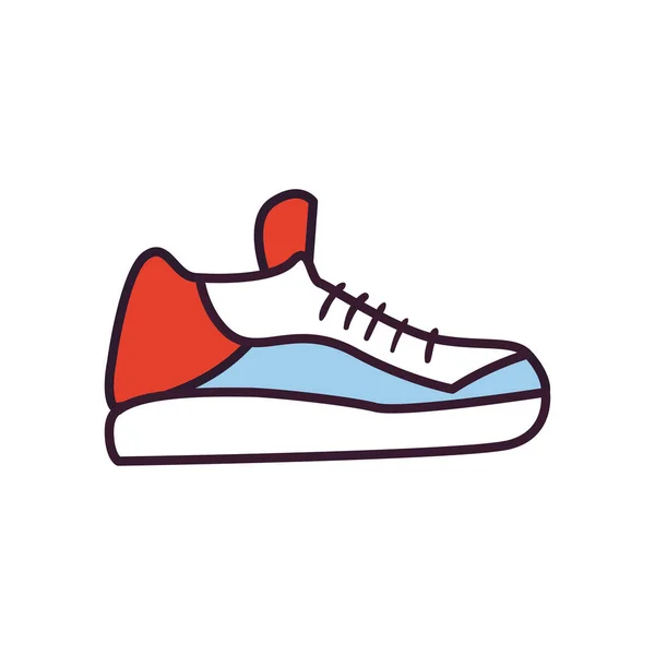 스포츠 신발 라인 및 작성 스타일 아이콘 벡터 설계 — 스톡 벡터