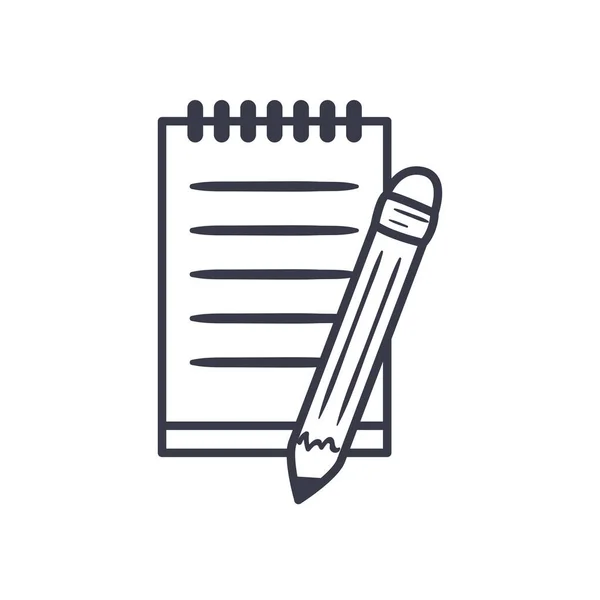 Ołówek z notebooka linii styl ikona wektor projekt — Wektor stockowy