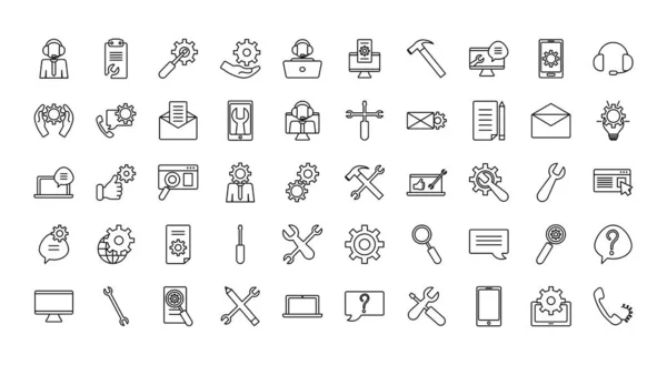 Technischer Service Icon Set, Linienstil — Stockvektor