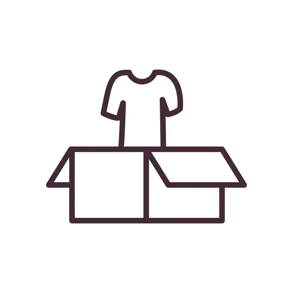 Caja con camiseta línea estilo icono vector diseño — Vector de stock