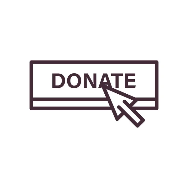 Donate button with cursor arrow line icon line icon vector design — стоковый вектор