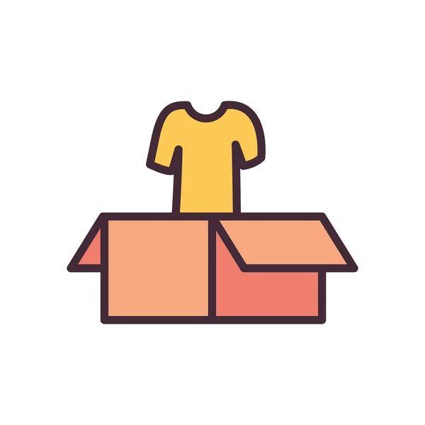 Boîte avec ligne de t-shirt et design vectoriel icône de style de remplissage — Image vectorielle