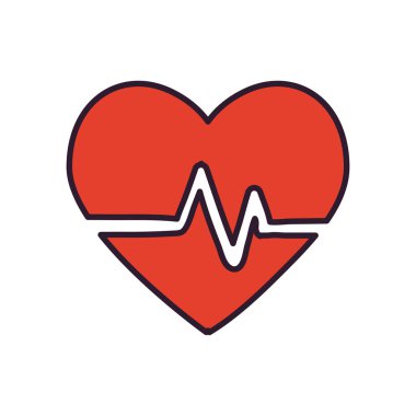 kalp atışı çizgisi ve biçim ikonu vektör tasarımını doldur