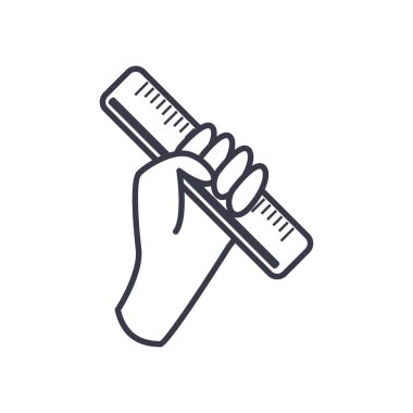 el ele tutuşan cetvel çizgisi simge vektör tasarımı