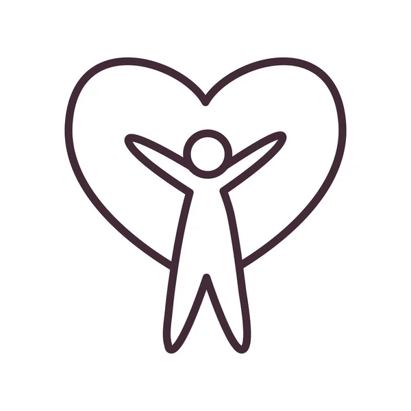Εθελοντής avatar άνθρωπος με καρδιά στυλ εικονίδιο διάνυσμα σχεδιασμό — Διανυσματικό Αρχείο