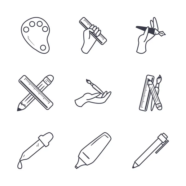 Sztuka i design linia styl ikona zestaw wektor projekt — Wektor stockowy