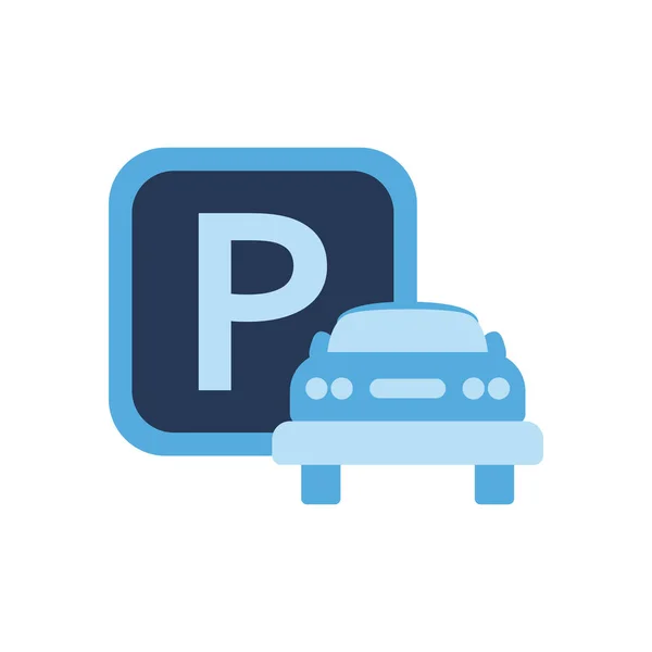 Marco de estacionamiento y coche de estilo plano icono de diseño de vectores — Vector de stock