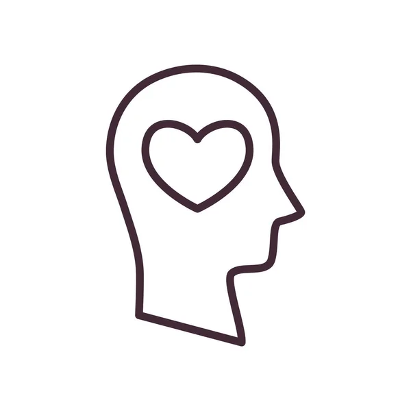 Coração em voluntario cabeça linha estilo ícone vetor design —  Vetores de Stock