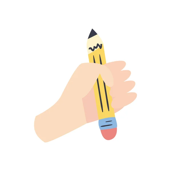 Hand holding pencil line and fill style icon vector design — Stock Vector