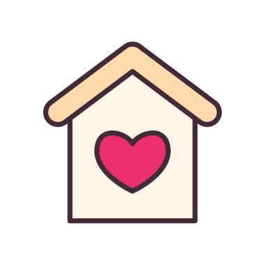 kalp çizgisi olan ve biçim ikonu vektör tasarımlı ev