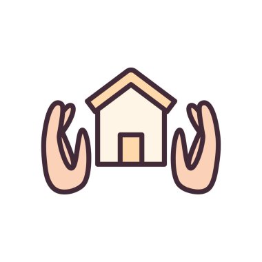 el çizgisi ve biçim ikonu vektör tasarımı arasındaki ev