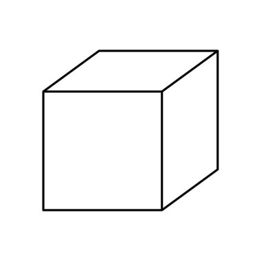 küp geometrik şekil simgesi, satır biçimi