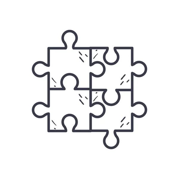 Puzzle línea estilo icono vector diseño — Vector de stock