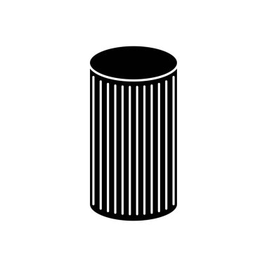 Çizgili tasarımı olan silindir, siluet biçimi
