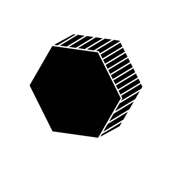 3d šestiúhelník ikona, silueta styl — Stockový vektor