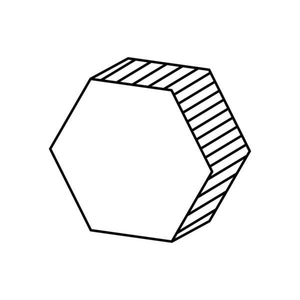 3D šestiúhelník ikona, styl čáry — Stockový vektor