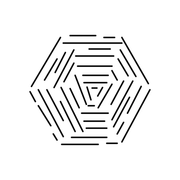Hexagone au design abstrait rayé, style ligne — Image vectorielle