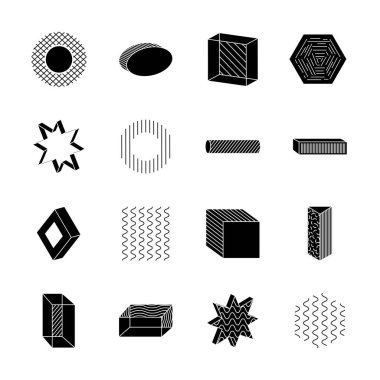 Altıgen ve geometrik şekiller simge kümesi, siluet biçimi