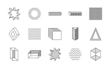 küp ve geometrik şekiller simge kümesi, satır biçimi