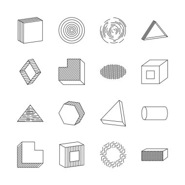 silindir ve geometrik şekillerin simge kümesi, satır biçimi