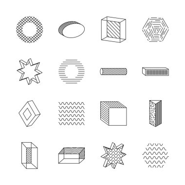 Altıgen ve geometrik şekiller simge kümesi, satır biçimi