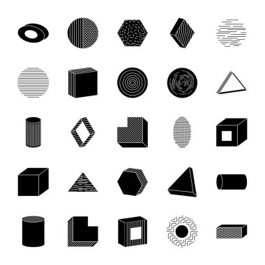 Elipslerin ve geometrik şekillerin simge kümesi, siluet biçimi