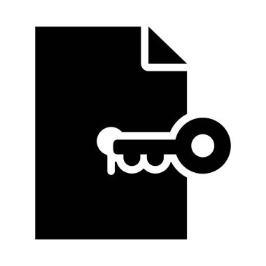 belge dosyası ve anahtar simgesi, siluet biçimi