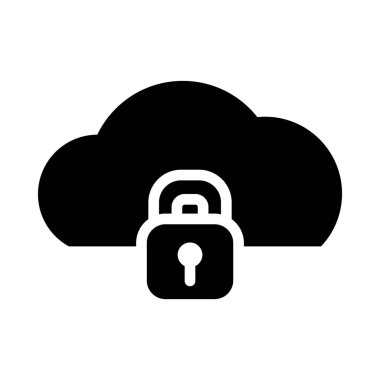 asma kilit simgesi olan bulut depolama, siluet biçimi