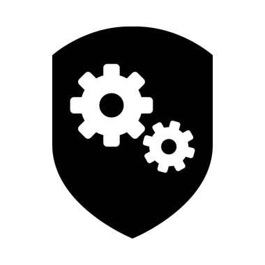 Dişli tekerlek simgesi olan kalkan, siluet tarzı