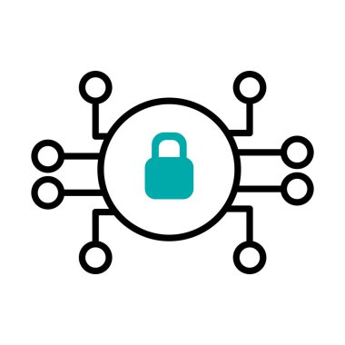 asma kilit simgesi ile bilgisayar kodu, yarı satır yarı renk biçimi