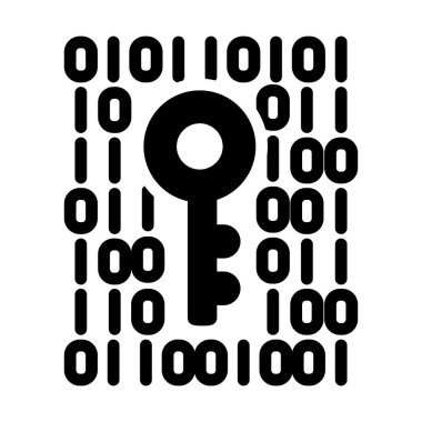anahtar simgesi, siluet biçimi olan ikili kod