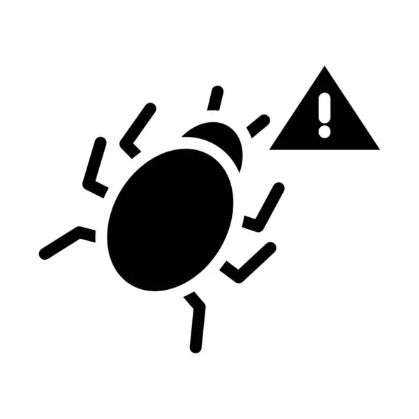 Koncepcja cyberbezpieczeństwa, ikona znaku ostrzegawczego "bug wth", styl sylwetki — Wektor stockowy