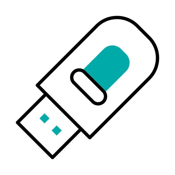 Usb icono de la unidad, media línea de medio color de estilo — Vector de stock