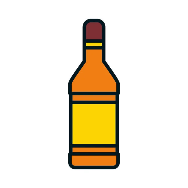 Ícone de garrafa de licor, linha e estilo de preenchimento — Vetor de Stock