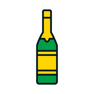 Şampanya şişesi ikonu, çizgi ve dolgu stili