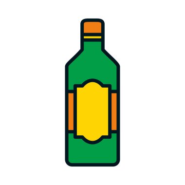 İçki ikonu şişesi, çizgi ve dolgu stili