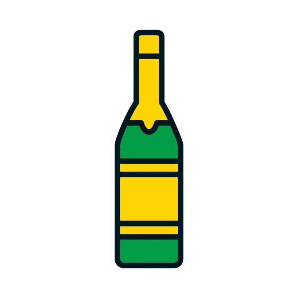 Icône bouteille de champagne, style ligne et remplissage — Image vectorielle